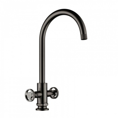 Henry Holt Twin Lever Kitchen Tap - Gunmetal